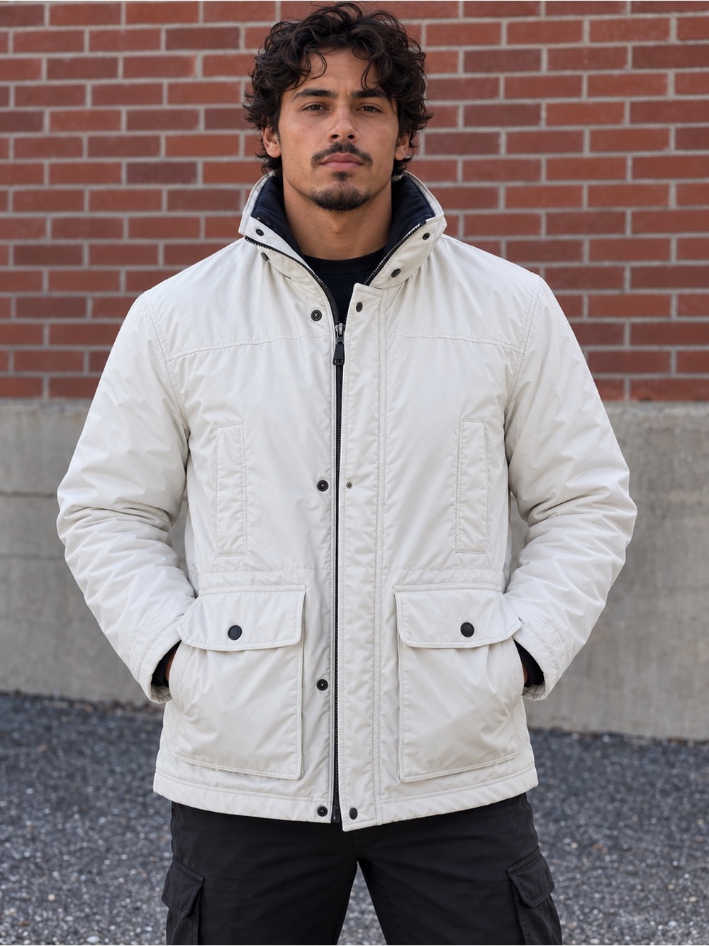 Perry Ellis Portfolio Men’s Large Ivory Insulated Jacket